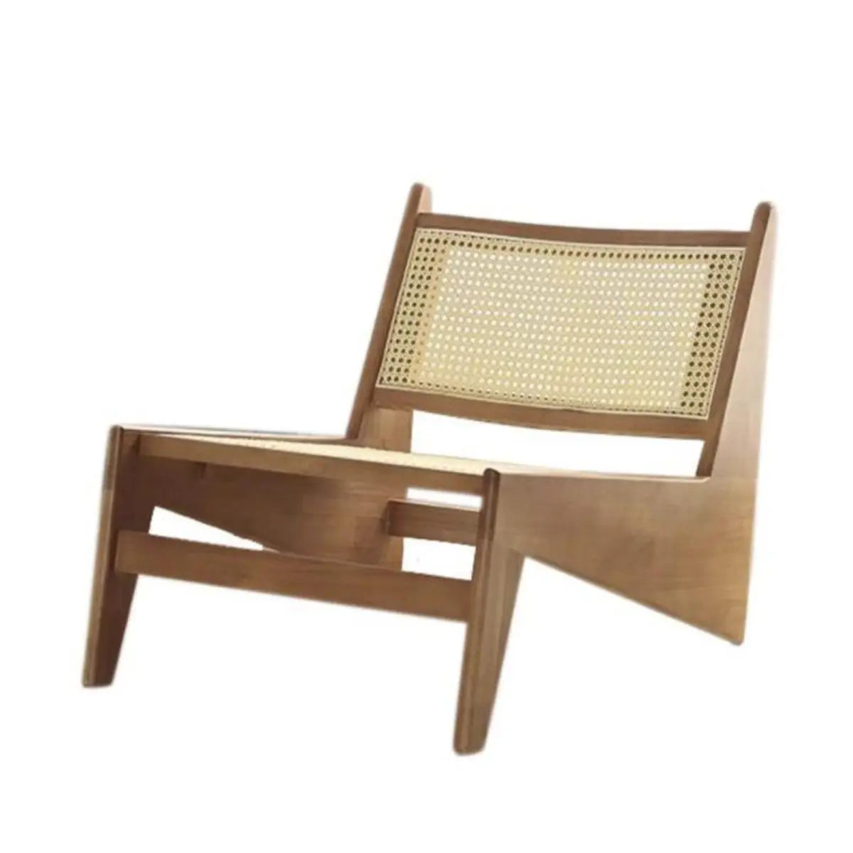 Black Woven-Back Wood Frame Armless Lounge Chair