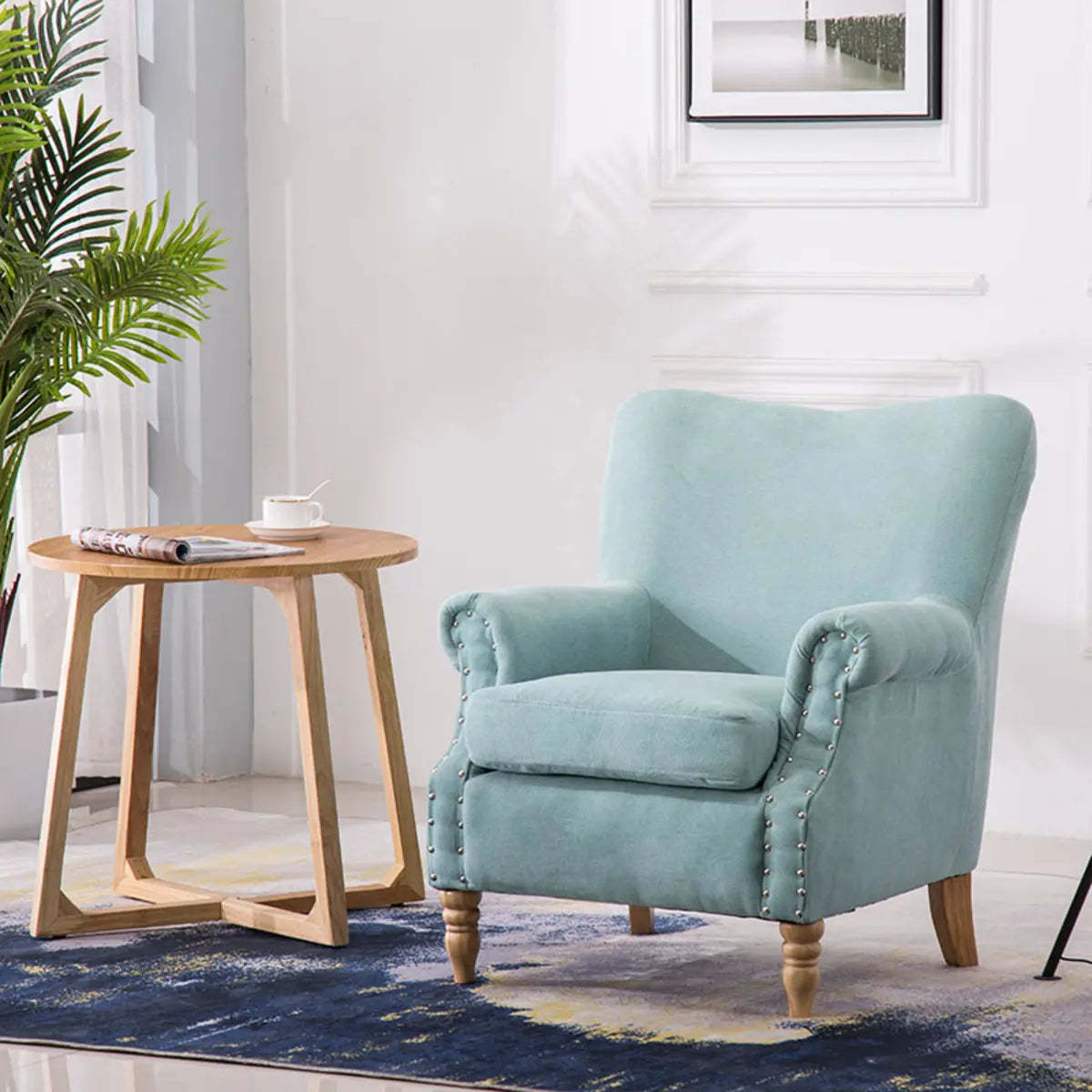 Blackish Green Oiled Leather Flared-Arm Lounge Chair