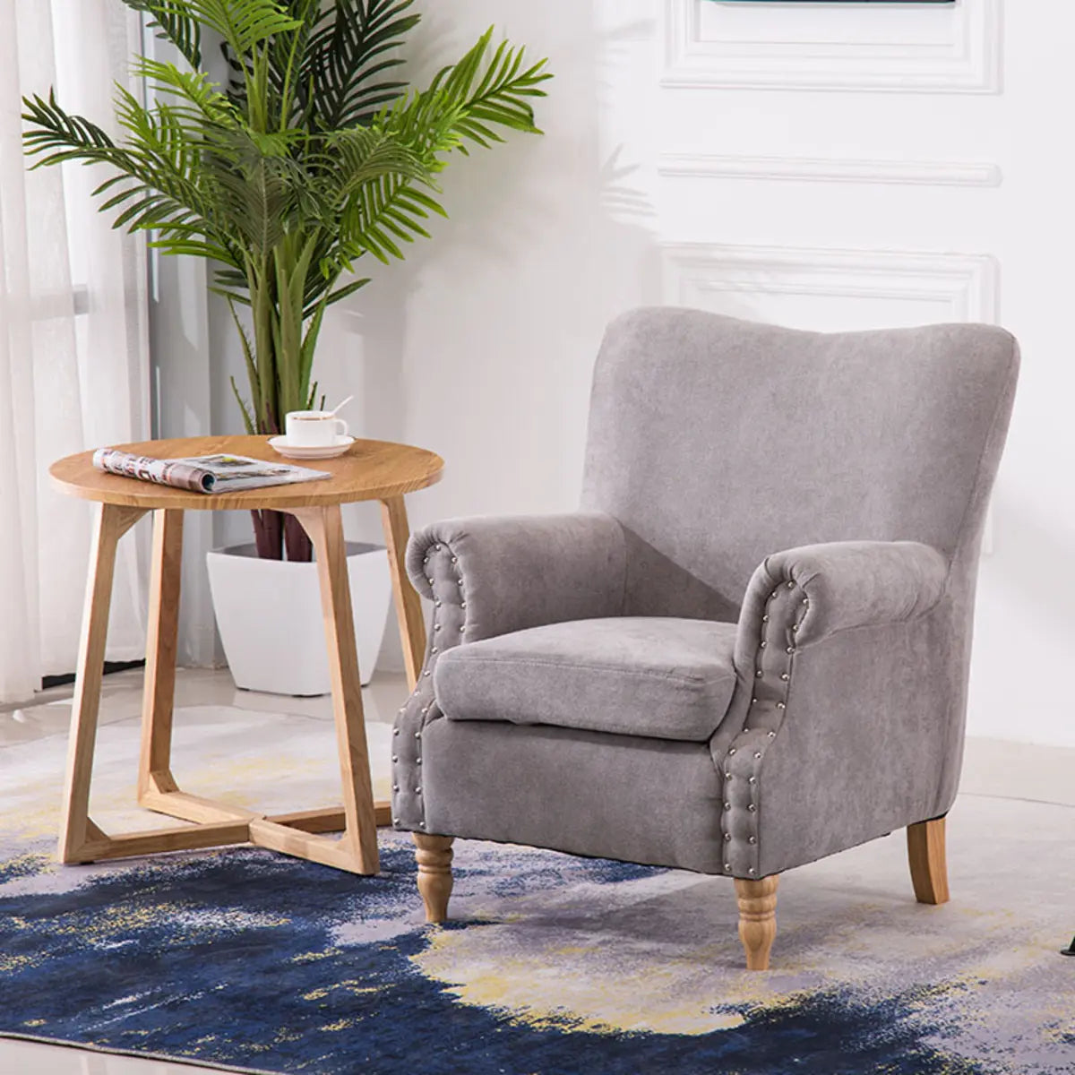 Blackish Green Oiled Leather Flared-Arm Lounge Chair