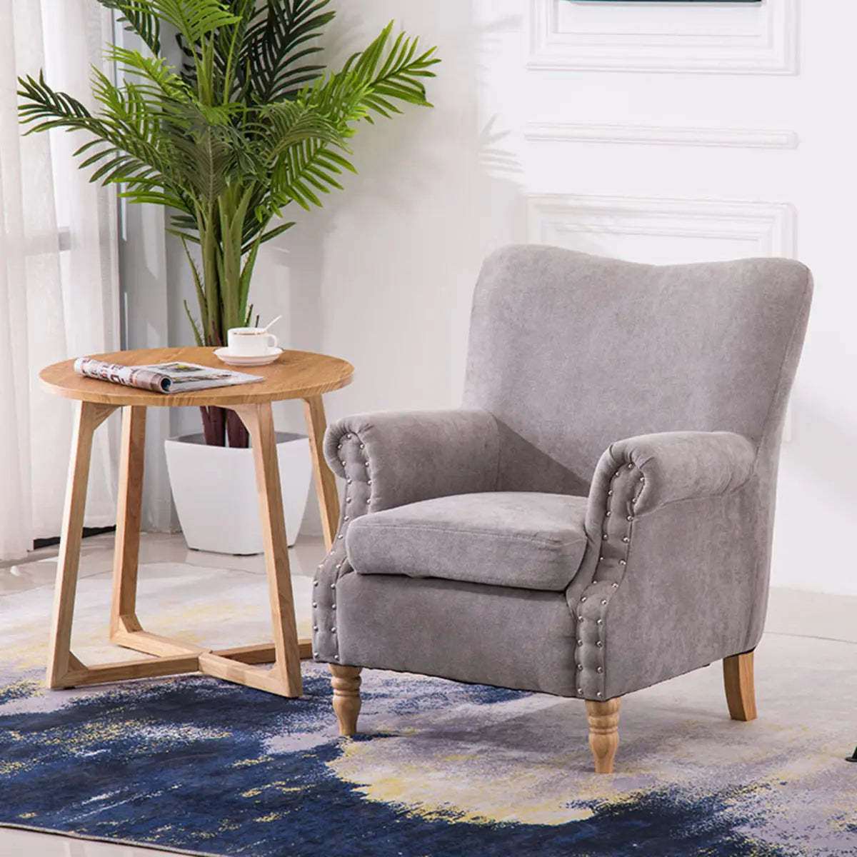 Blackish Green Oiled Leather Flared-Arm Lounge Chair