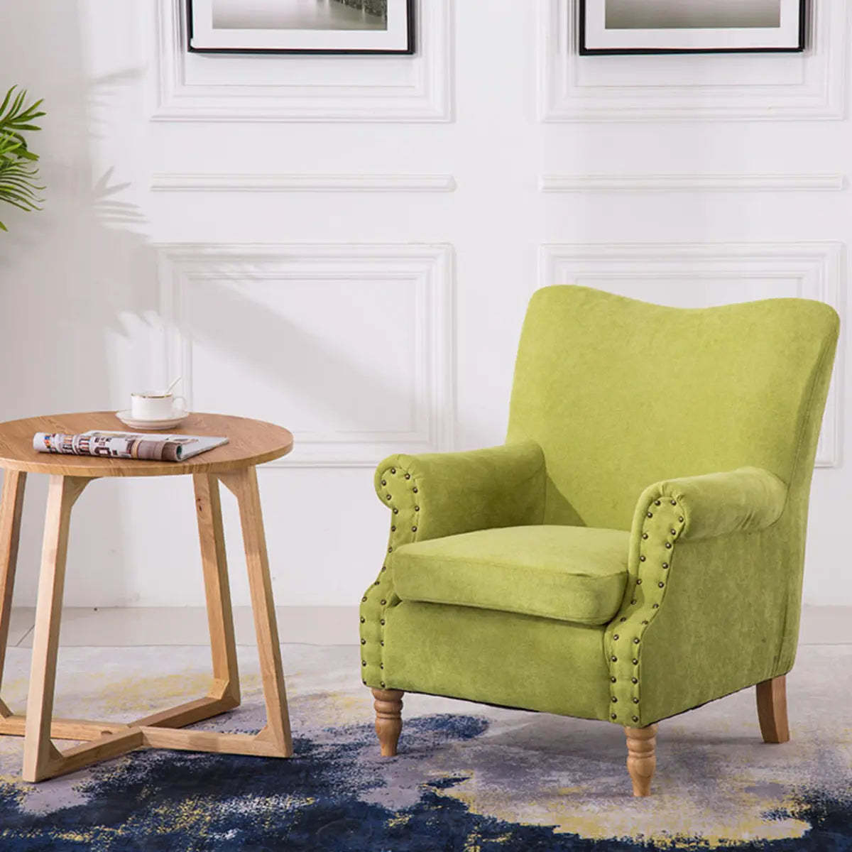 Blackish Green Oiled Leather Flared-Arm Lounge Chair