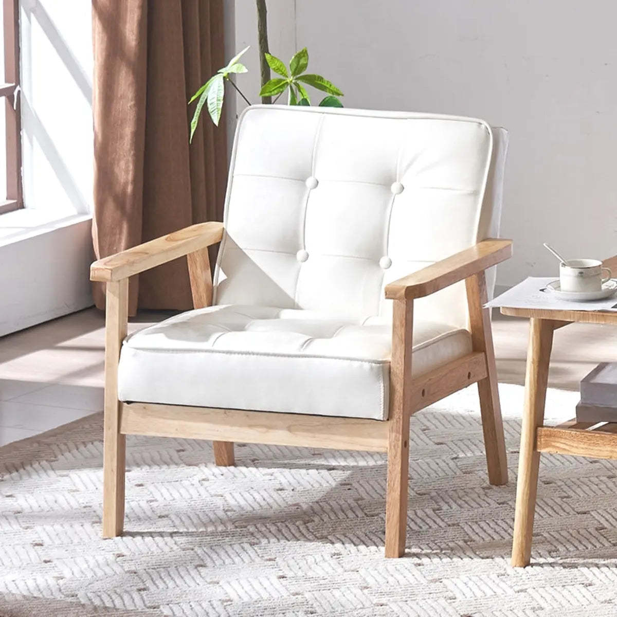 Blackish Green Oiled Leather Tufted Accent Chair