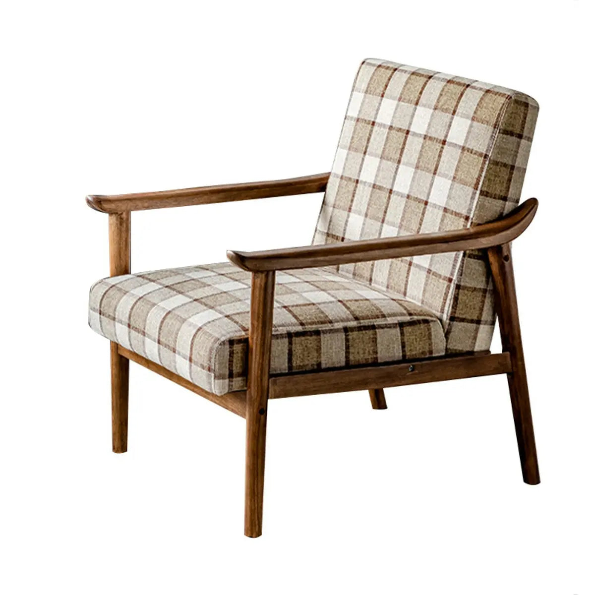 Blackish Green Stain Resistant Oiled Leather Arm Chair — Light Coffee / Linen