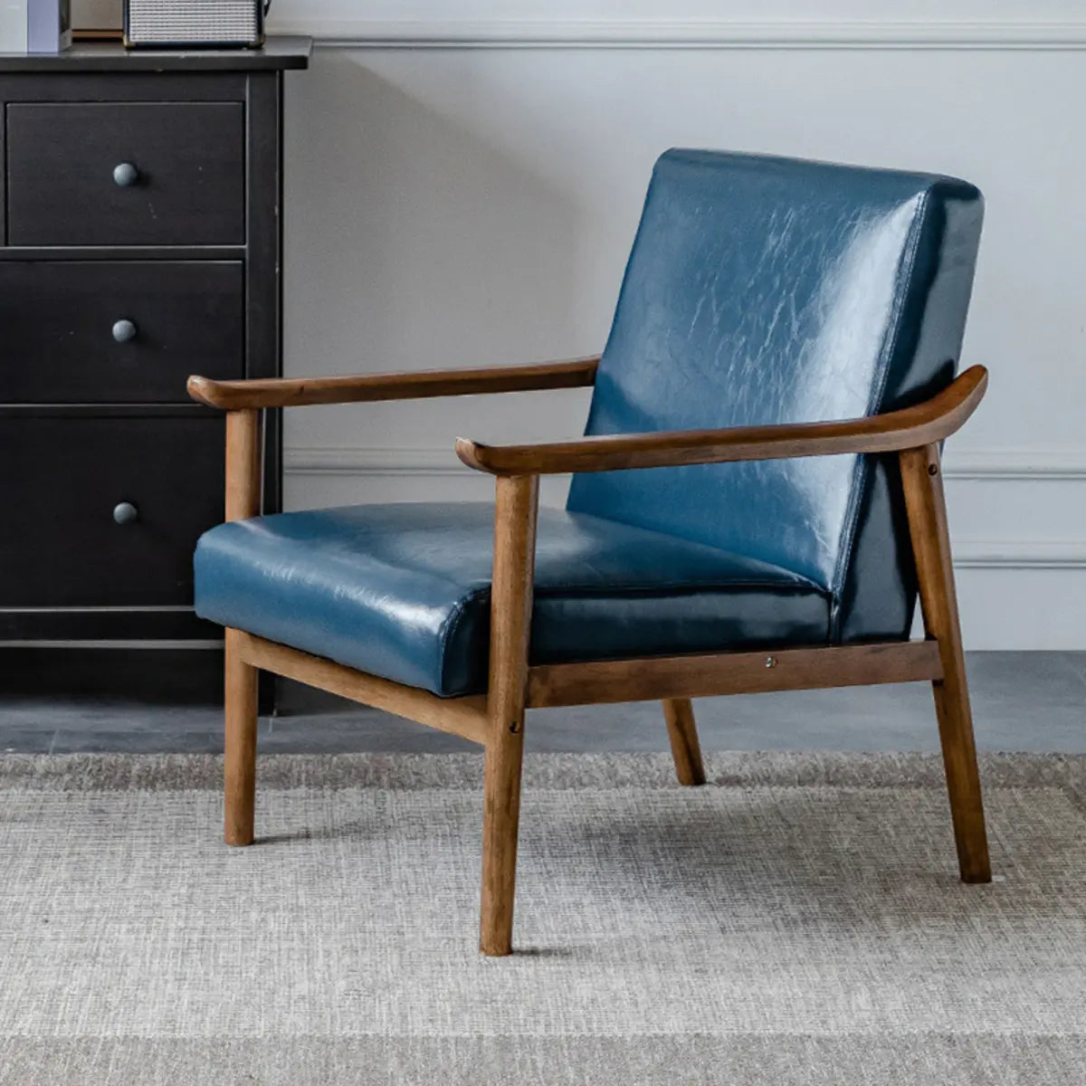 Blackish Green Stain Resistant Oiled Leather Arm Chair