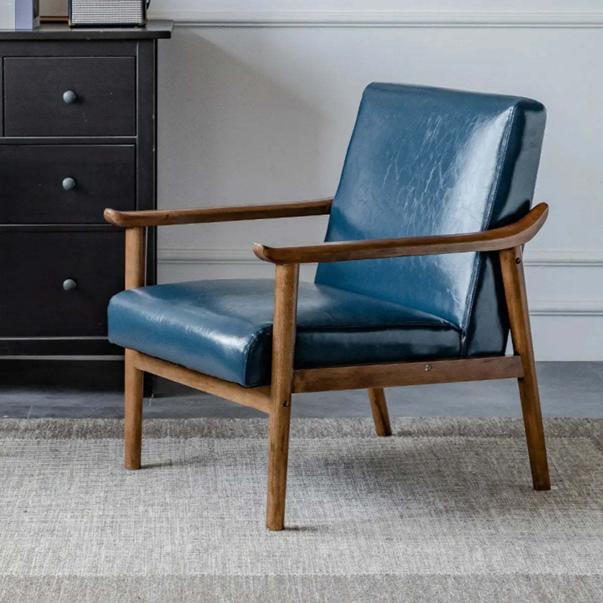 Blackish Green Stain Resistant Oiled Leather Arm Chair