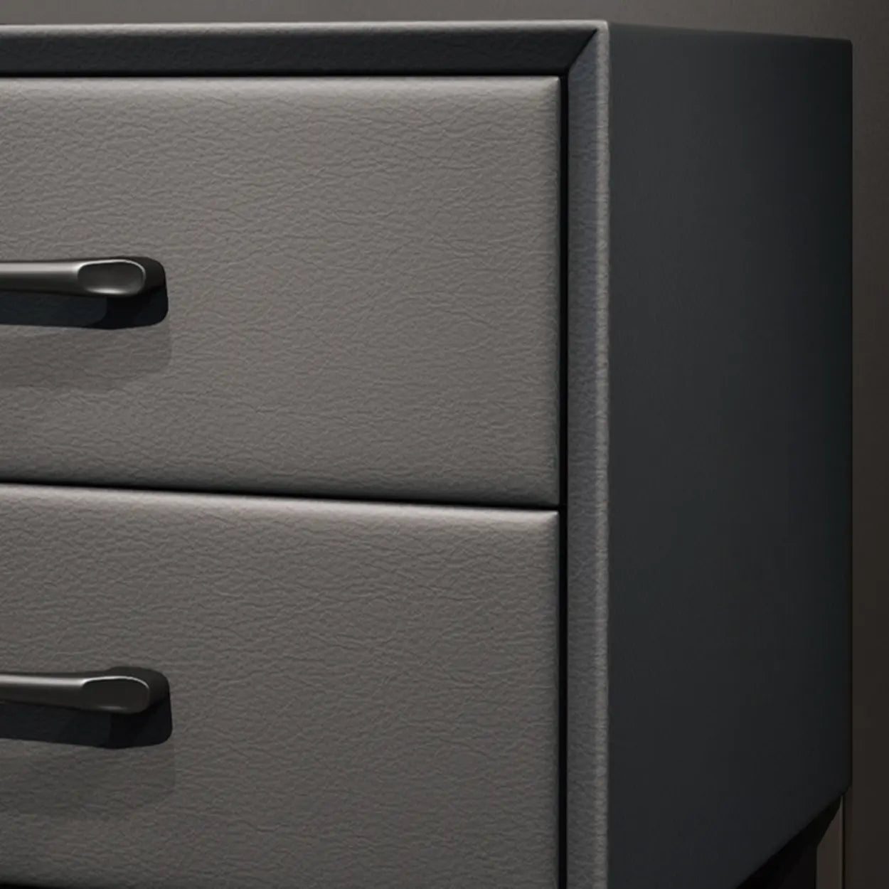 Blue 2-Tier Square Leather Nightstand with Legs — Brown