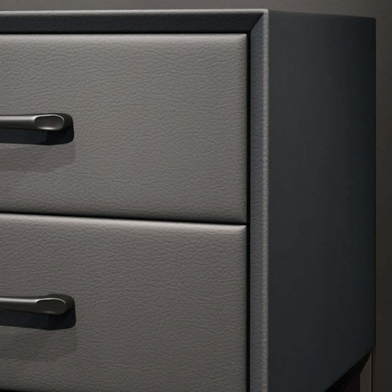 Blue 2-Tier Square Leather Nightstand with Legs — Brown