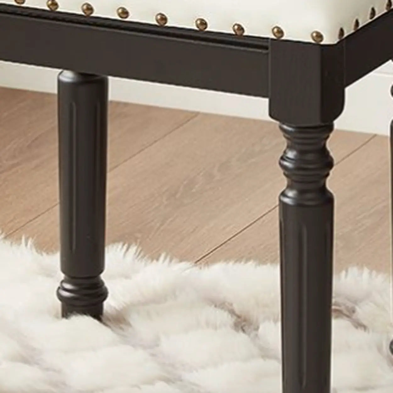 Blue Wood Upholstered Accent Vanity Stool