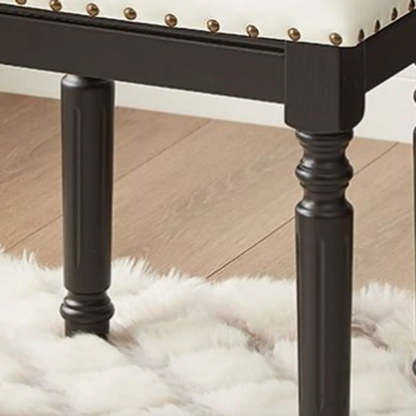 Blue Wood Upholstered Accent Vanity Stool