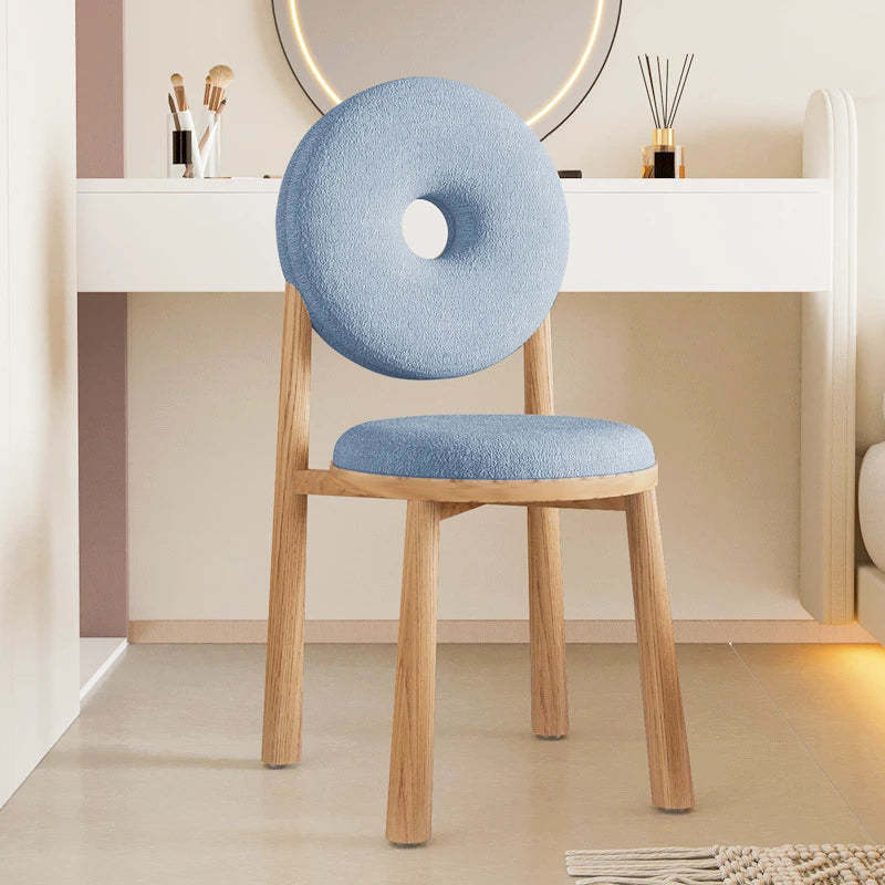 Sherpa High-Back Side Chair with Wood Legs — Blue / Natural / Sherpa