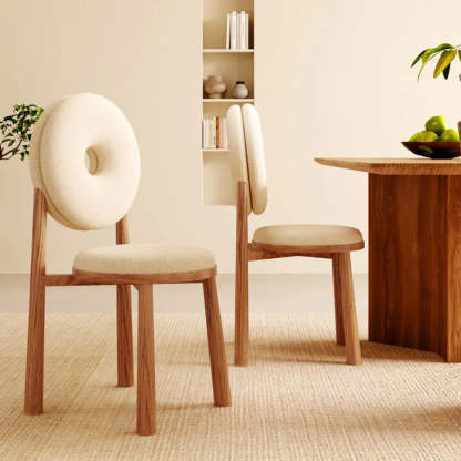 Sherpa High-Back Side Chair with Wood Legs — Blue / White / Sherpa