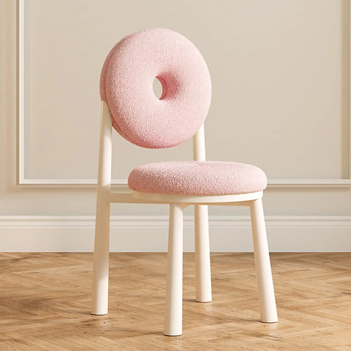 Sherpa High-Back Side Chair with Wood Legs — Light Gray / Natural / Sherpa
