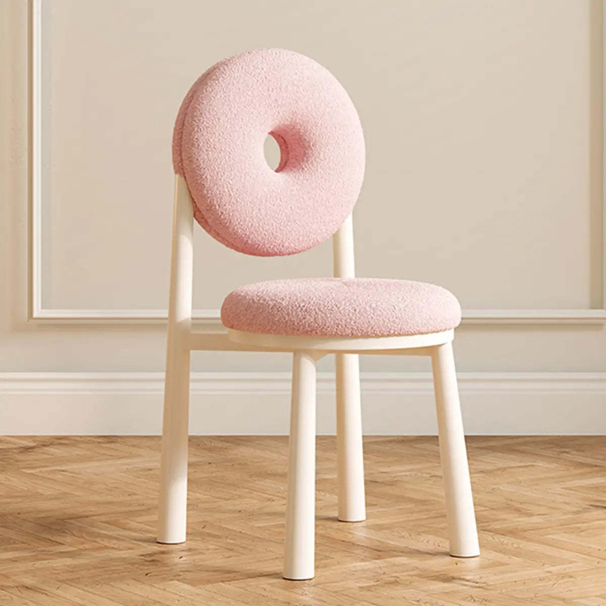 Sherpa High-Back Side Chair with Wood Legs — Light Gray / Natural / Sherpa