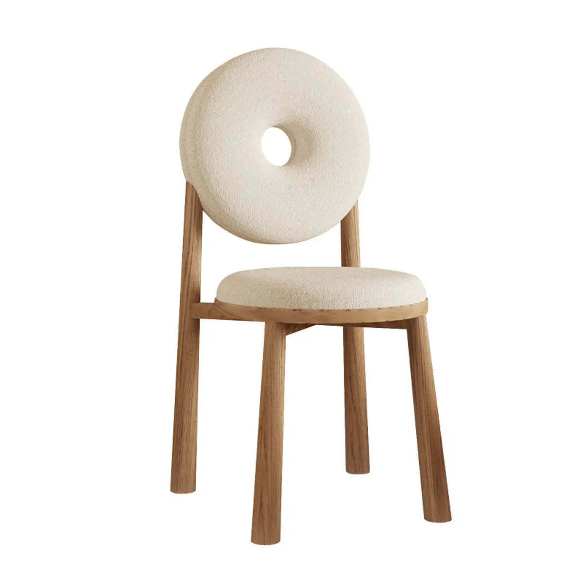 Sherpa High-Back Side Chair with Wood Legs — Light Gray / White / Sherpa