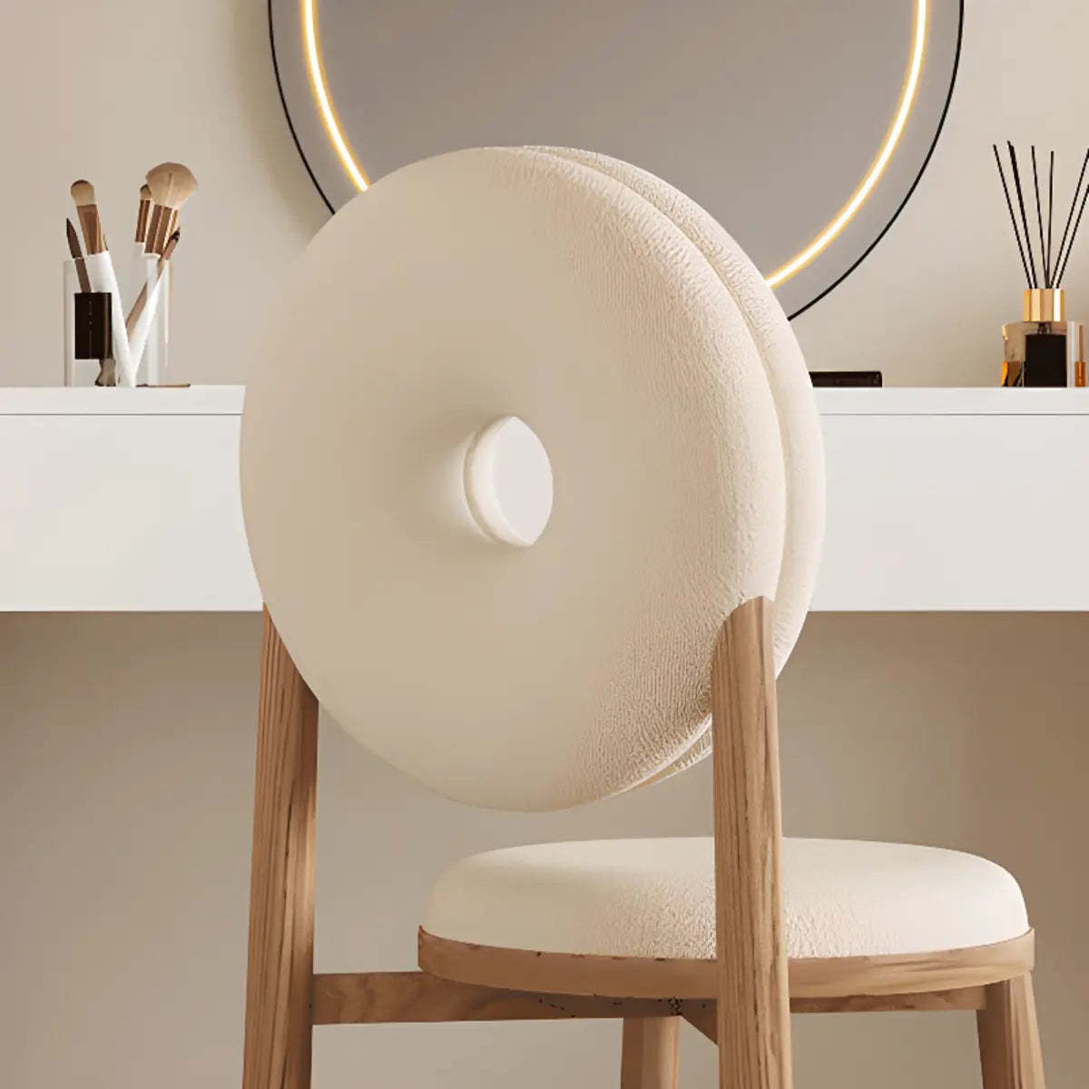 Sherpa High-Back Side Chair with Wood Legs — Pink / Natural / Sherpa