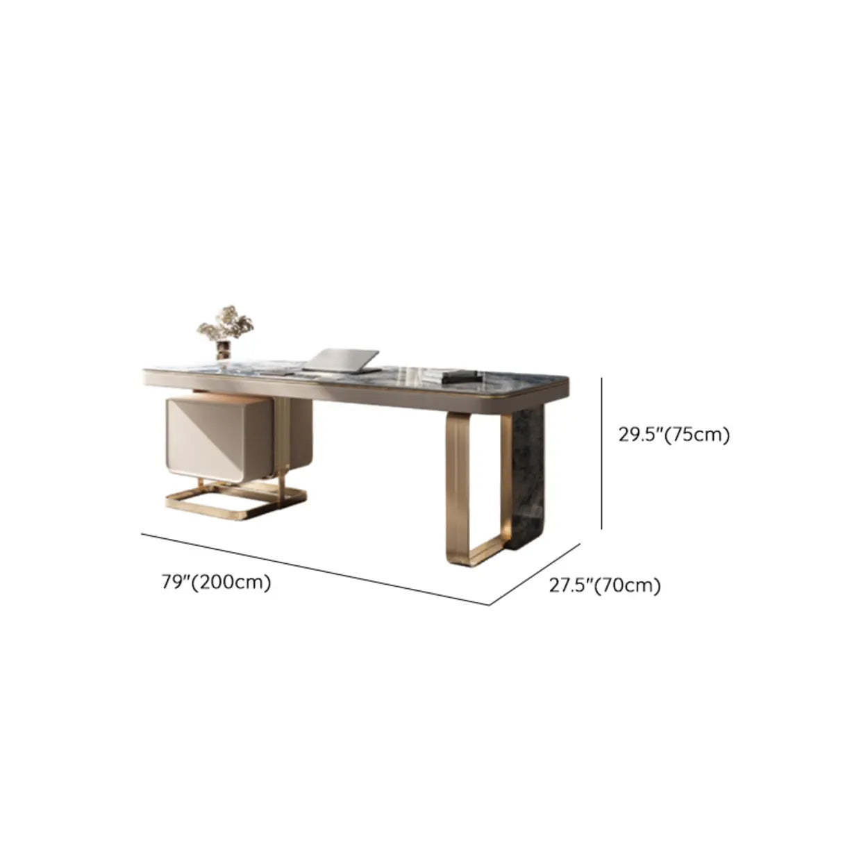 Blue Stone Writing Desk with Drawers
