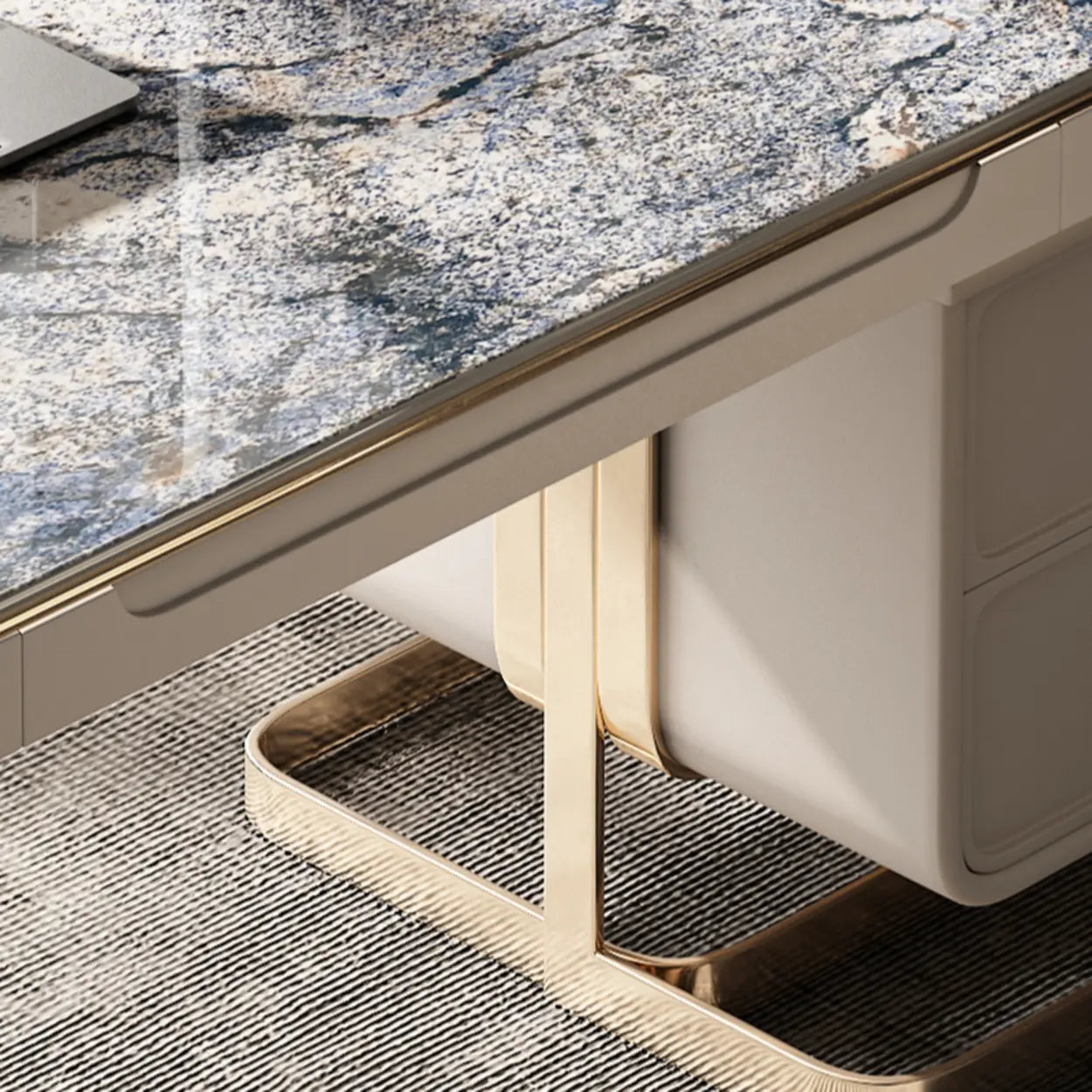 Blue Stone Writing Desk with Drawers