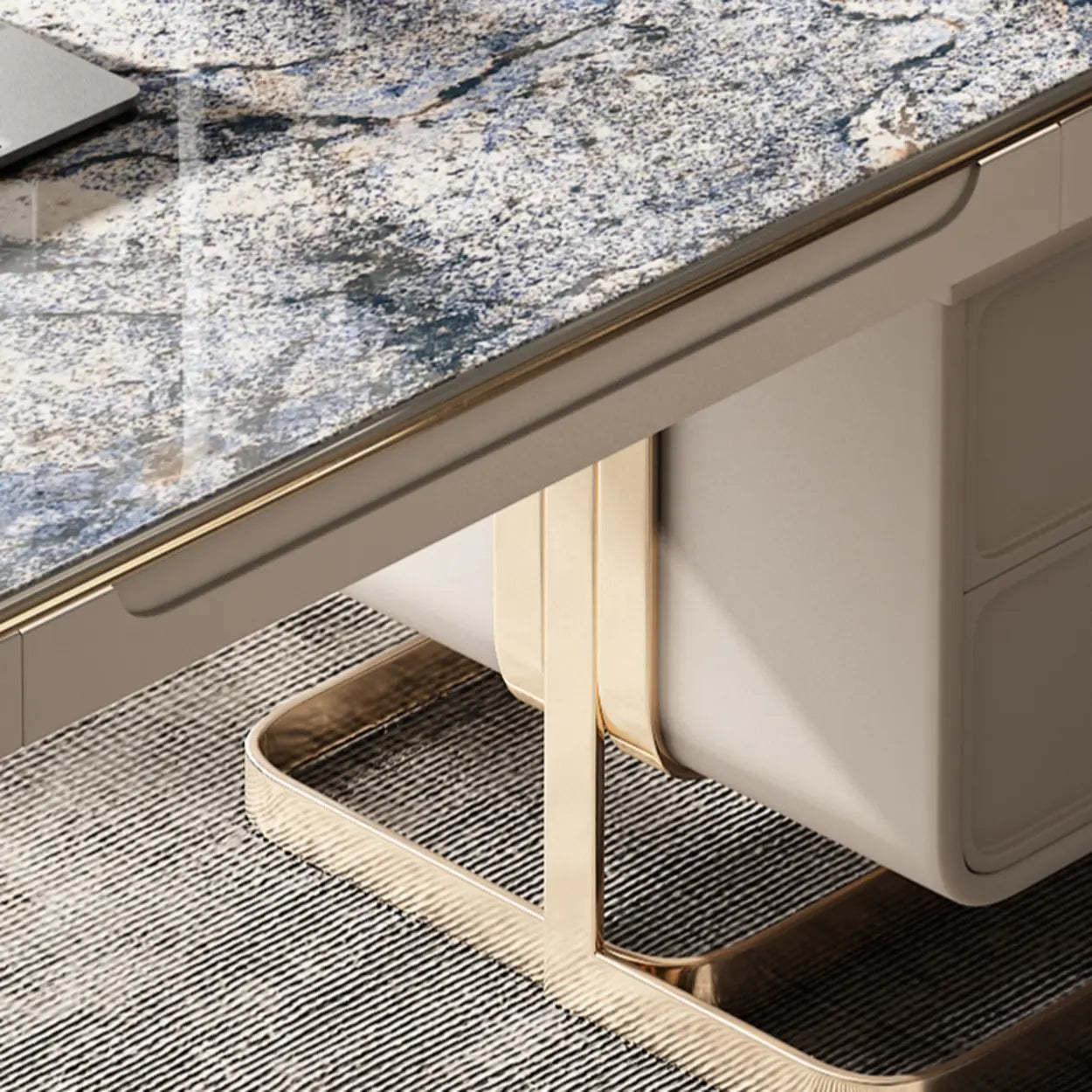 Blue Stone Writing Desk with Drawers