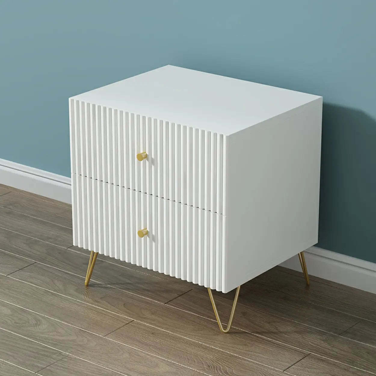 Blue Square Wood Drawer Nightstand with Legs — Blue