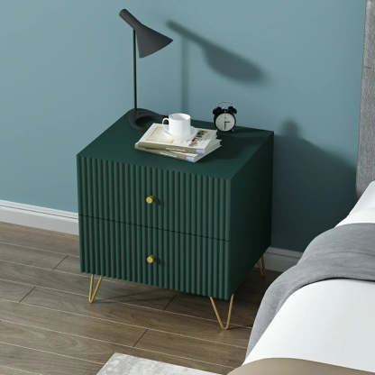 Blue Square Wood Drawer Nightstand with Legs