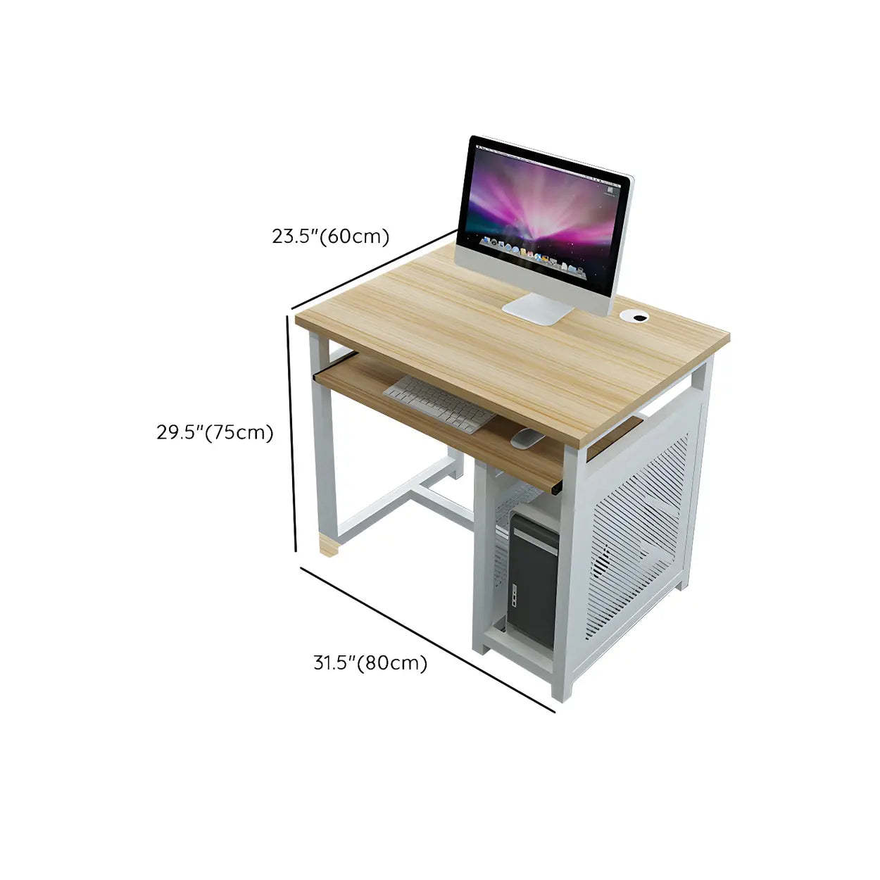 Blue Wood Square Sled Computer Desk with Cable Management