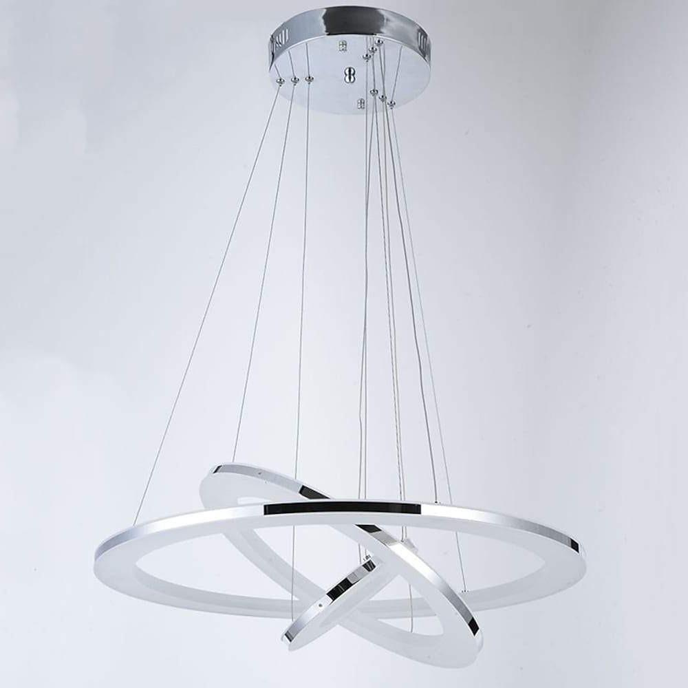 Chrome modern 3-ring chandeliers — Cool White (6000K)