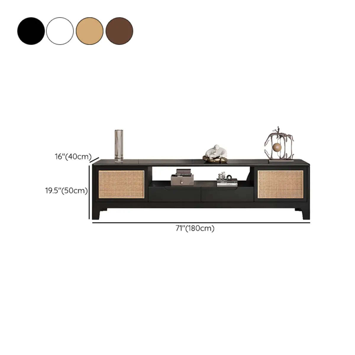 Bohemian Wood Rectangle Open Cabinet TV Stand