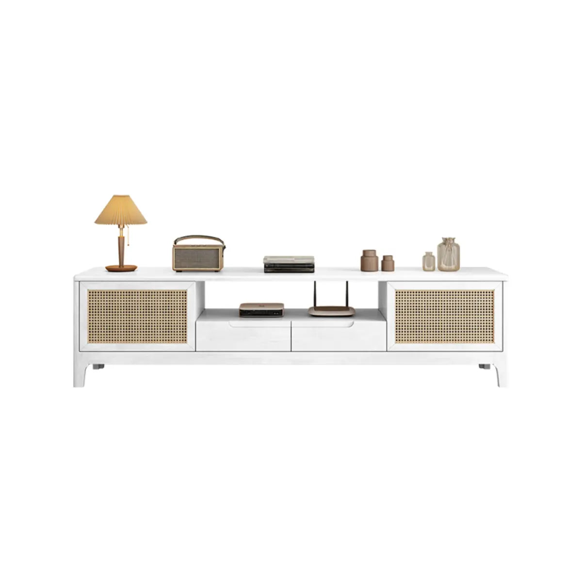 Bohemian Wood Rectangle Open Cabinet TV Stand — Black