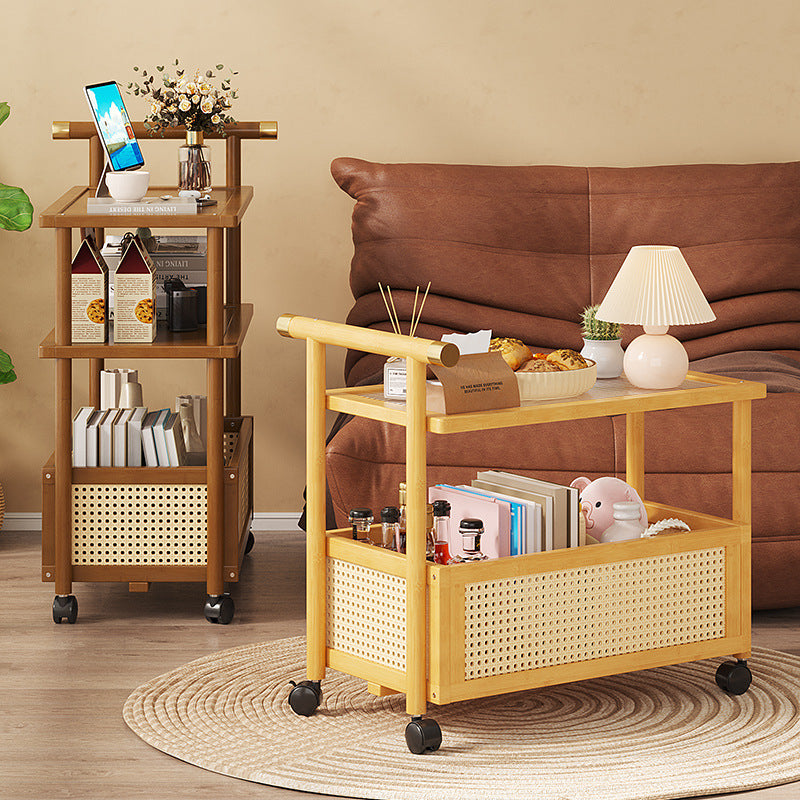 Bamboo Acrylic Rattan Side Table 2/3-Tier