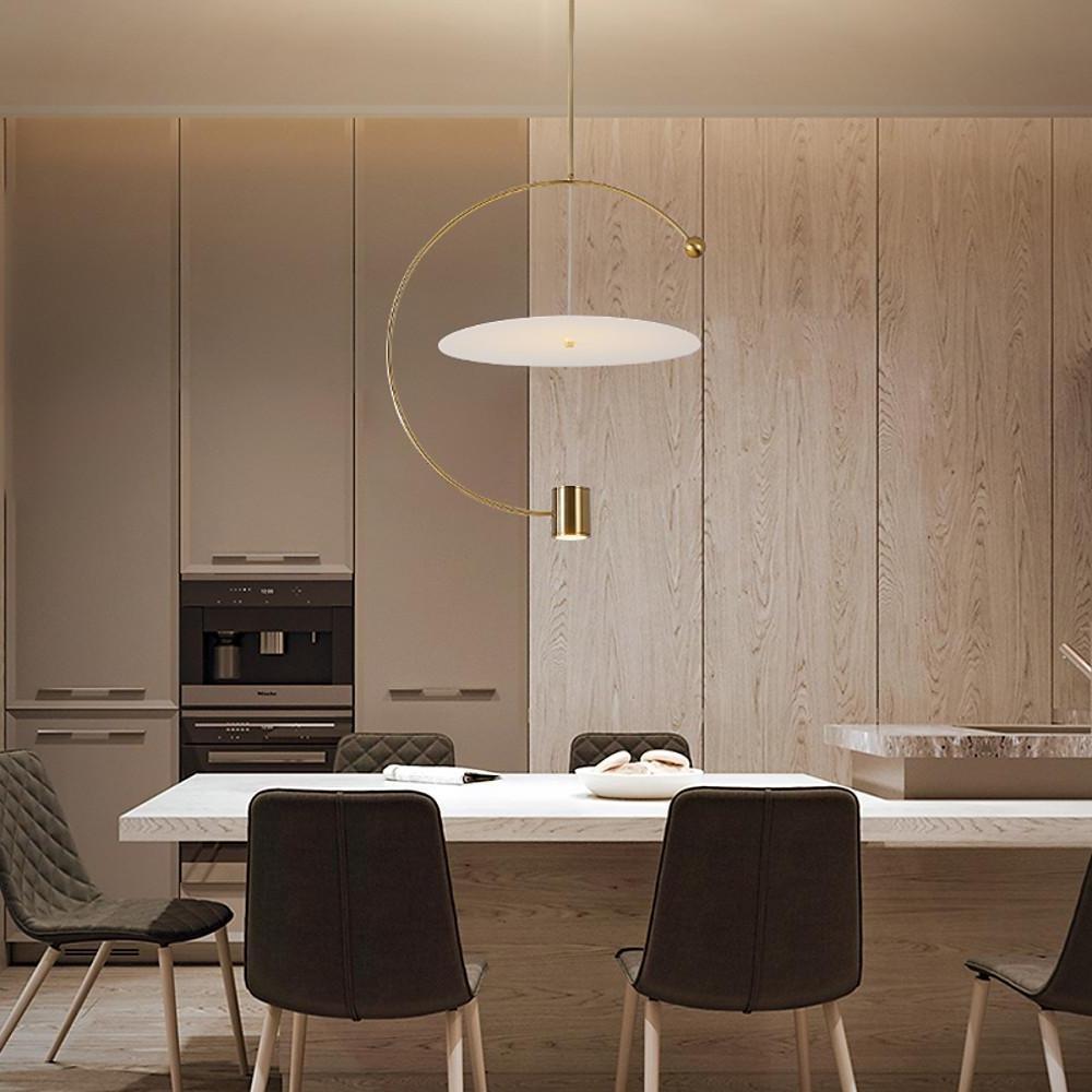 Electroplated Metal Semi Circular LED Gold Nordic Pendant Lighting-Lighom