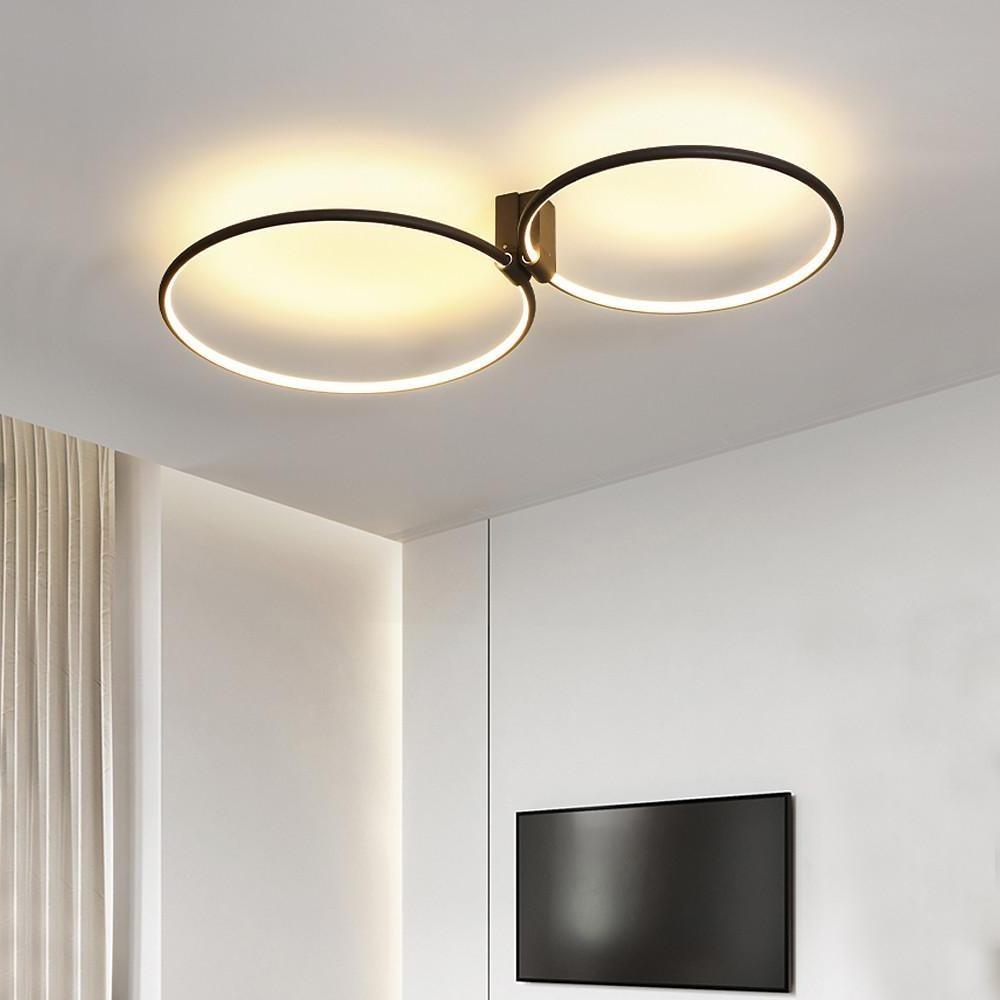 Abstract two-circle white flush mount lighting — 24" X 24" / Cool White (6000K)
