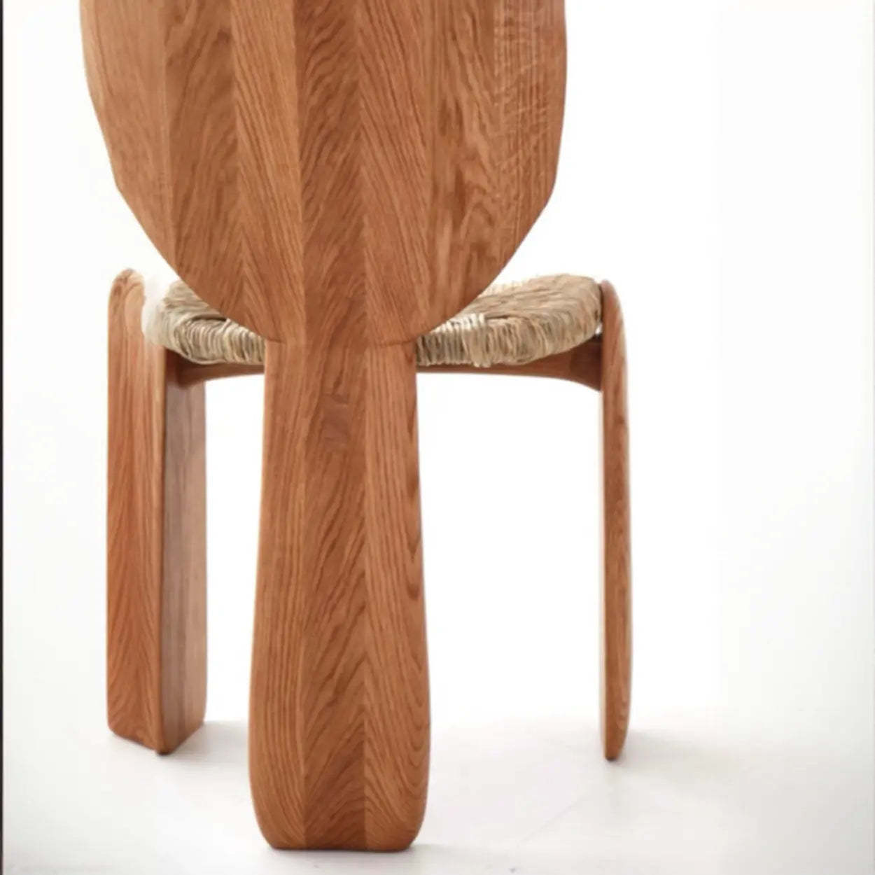 Braided Rope Three-Leg Armless Wood Dining Chair