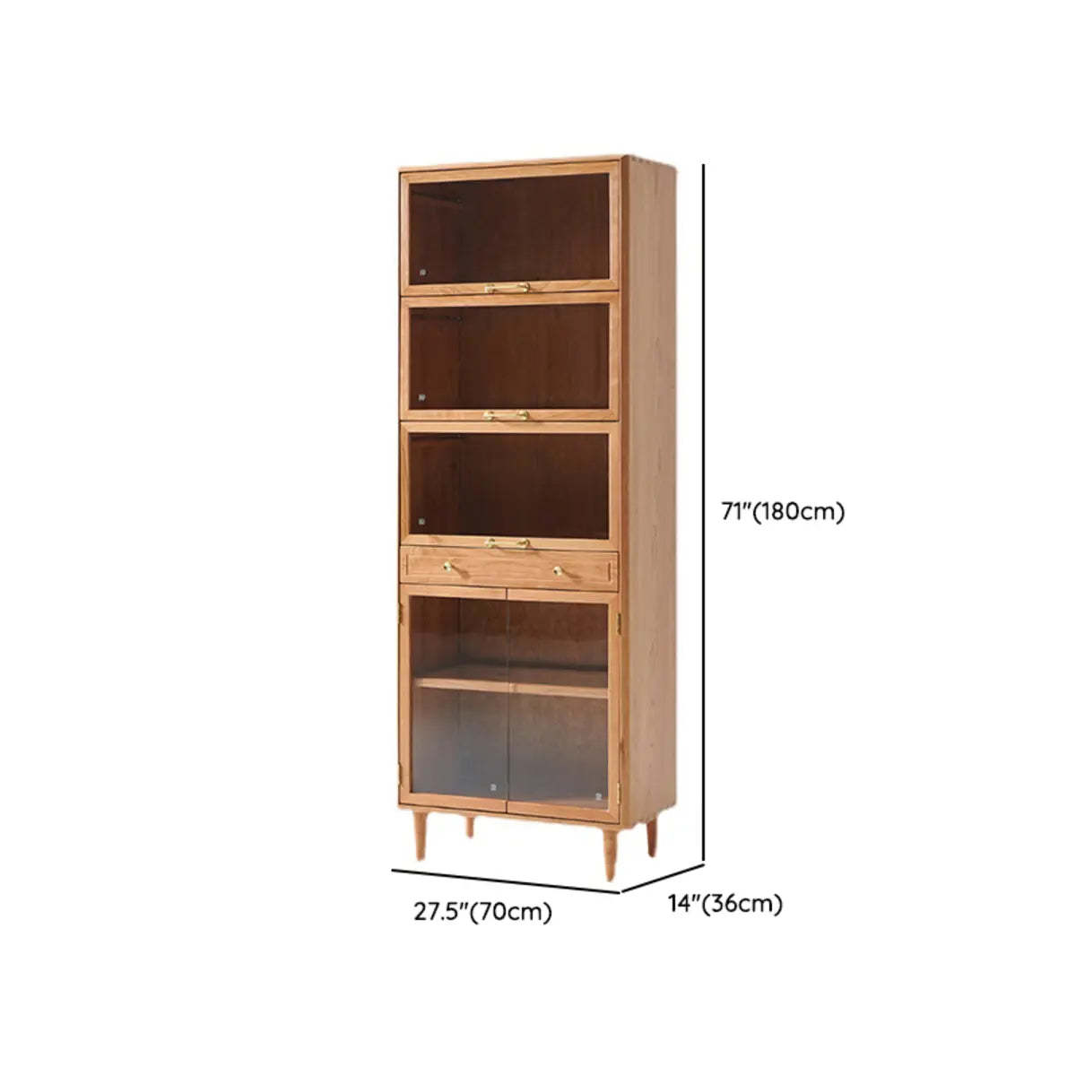 Brown 4-Layer Pine Display Cabinet