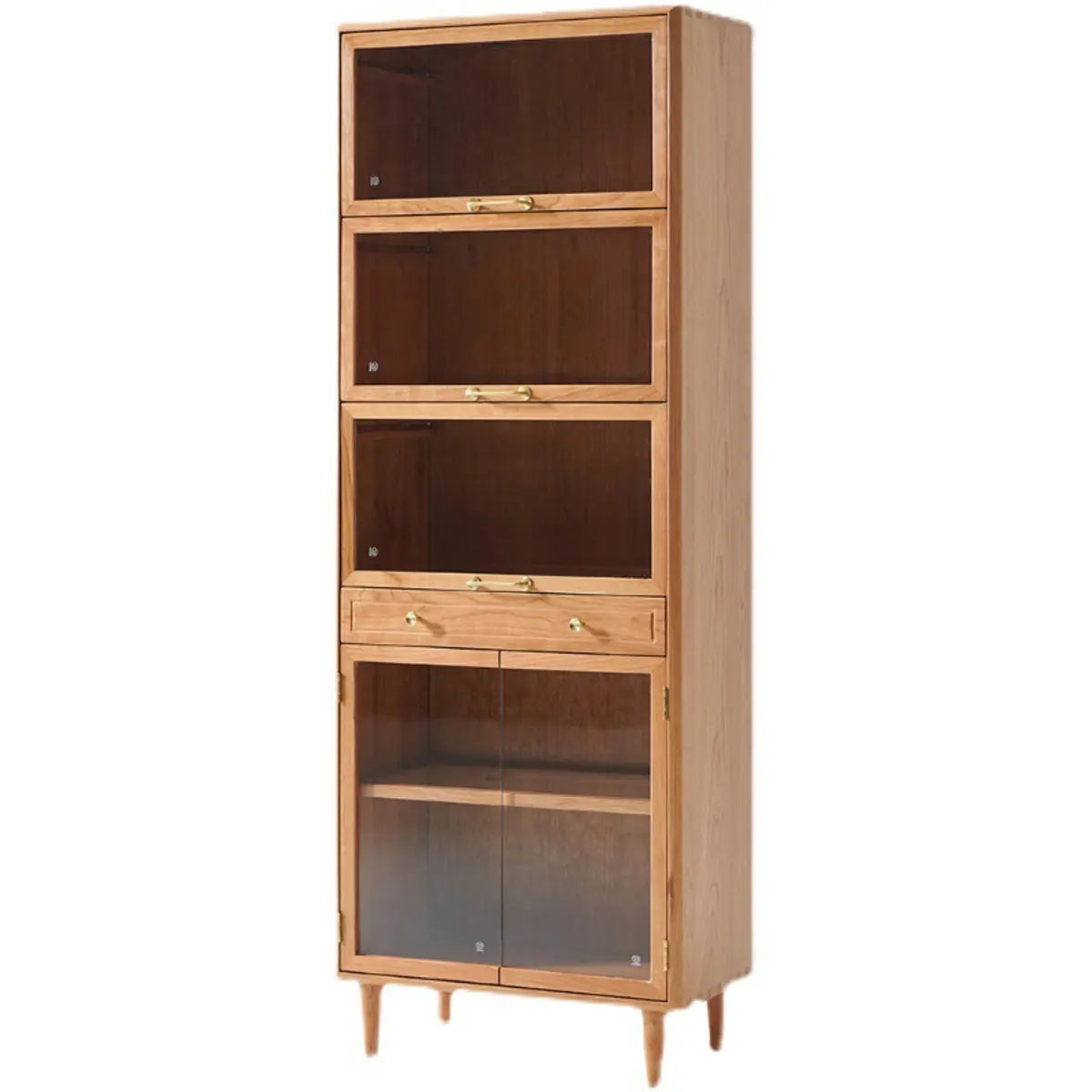 Brown 4-Layer Pine Display Cabinet