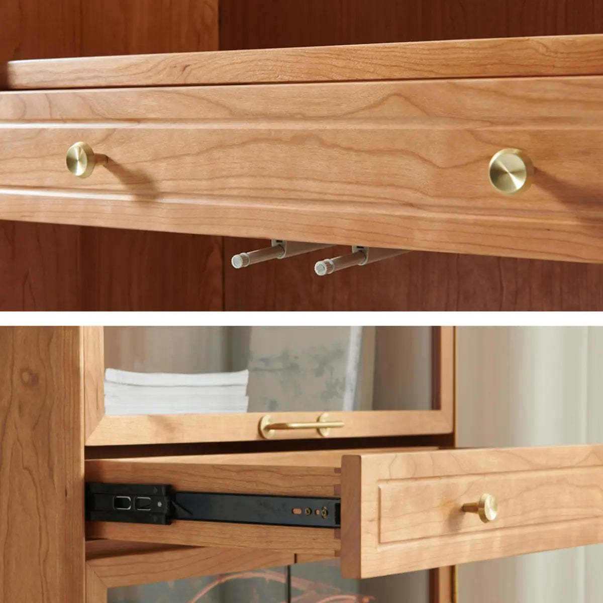 Brown 4-Layer Pine Display Cabinet