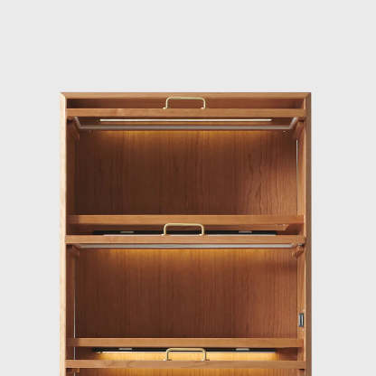 Brown 4-Layer Pine Display Cabinet