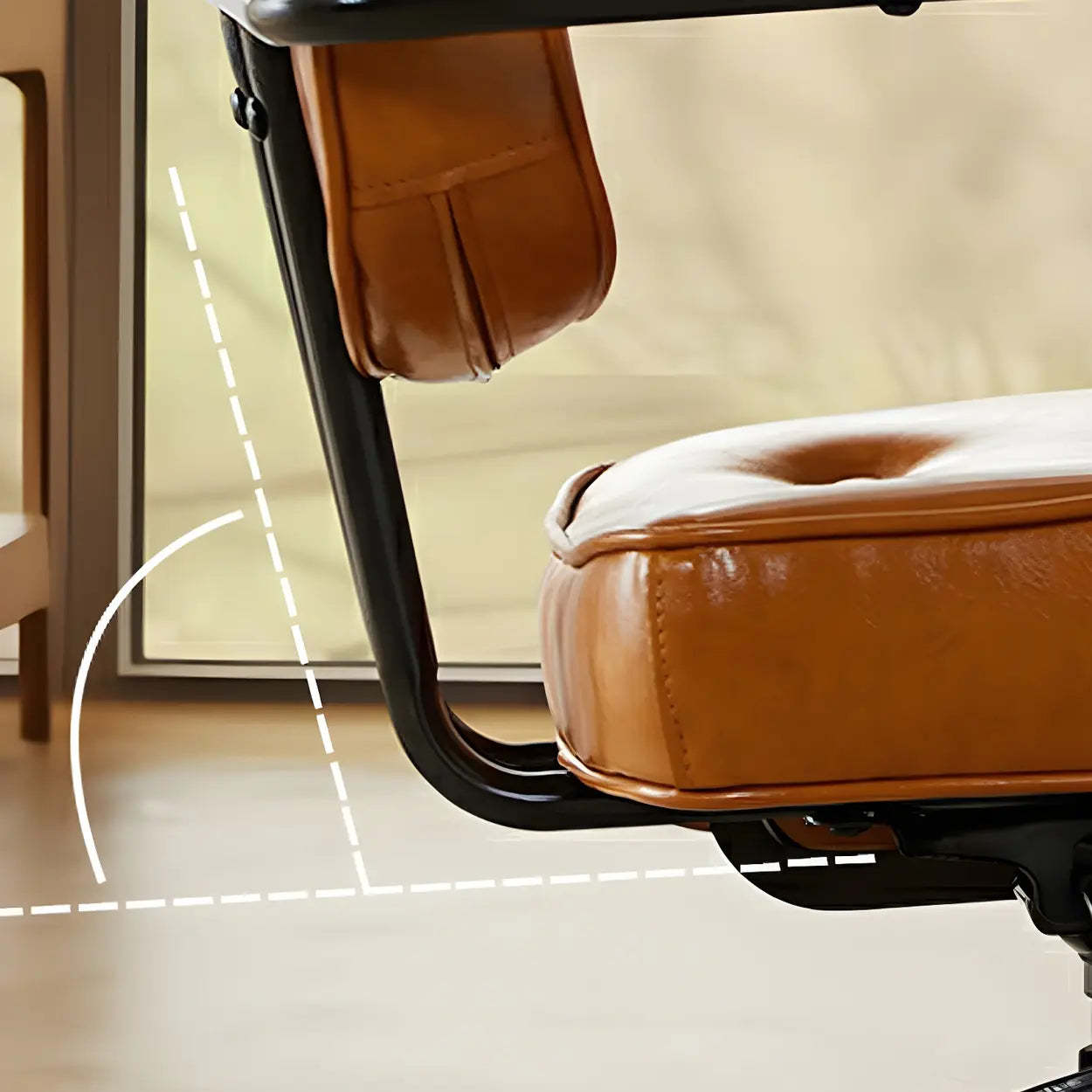 Brown Swivel Leather Office Chair with Casters