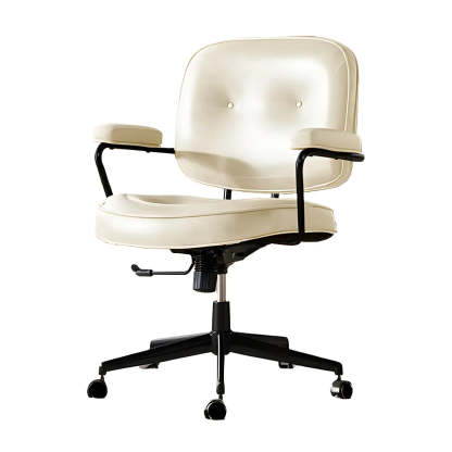 Brown Swivel Leather Office Chair with Casters