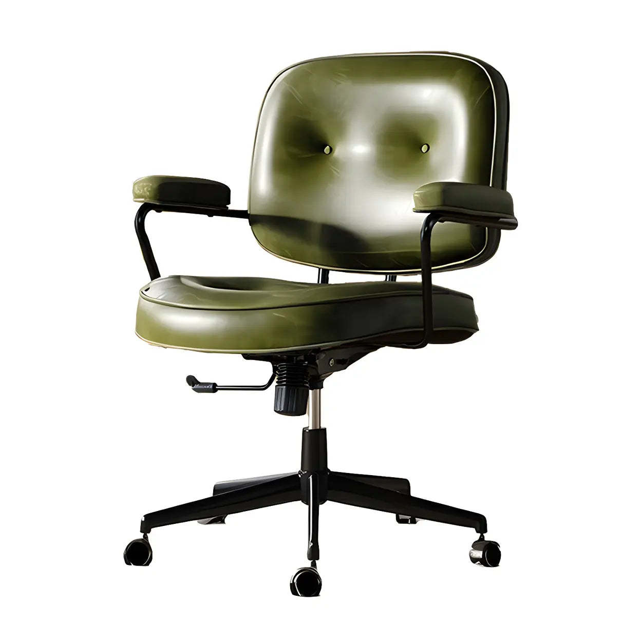 Brown Swivel Leather Office Chair with Casters