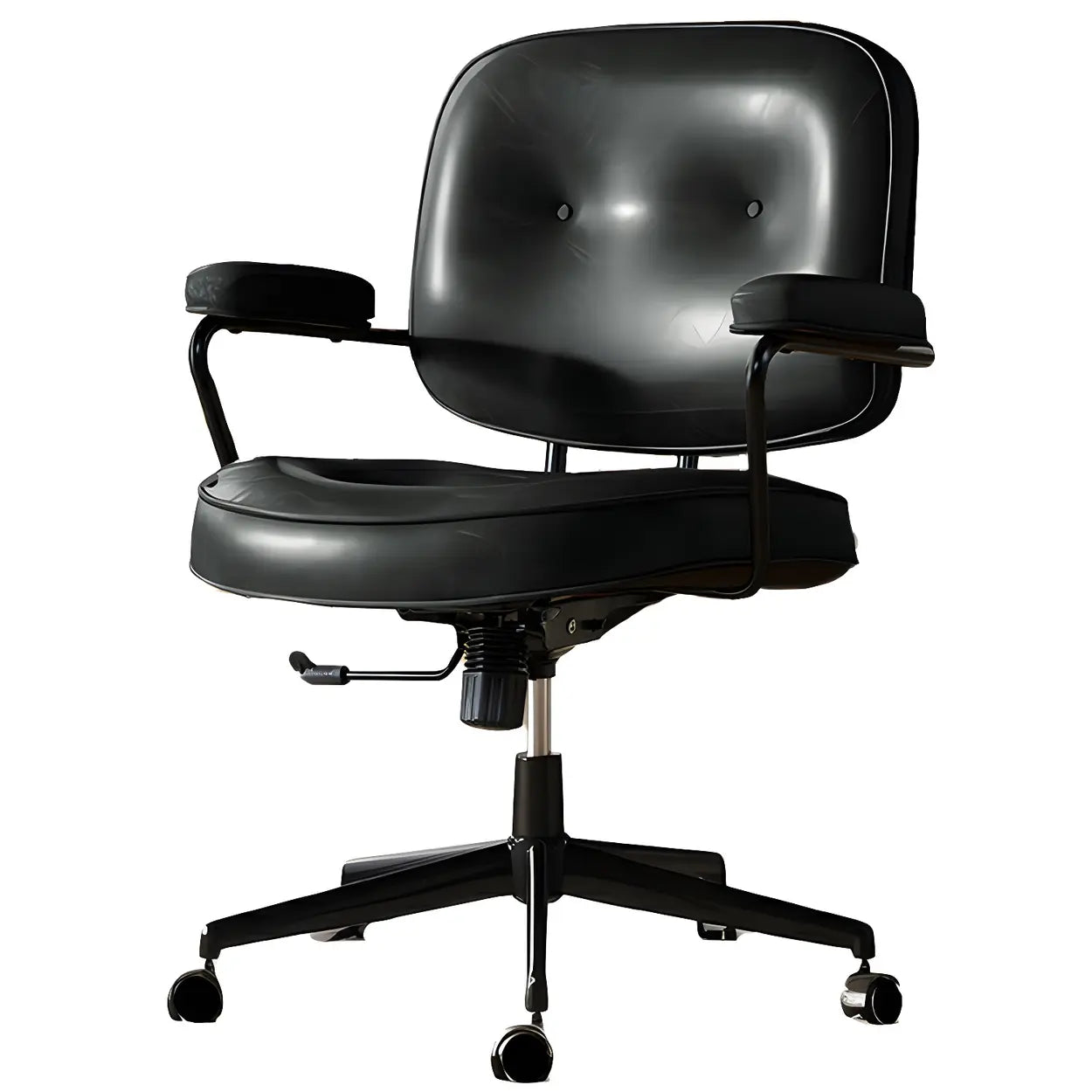 Brown Swivel Leather Office Chair with Casters