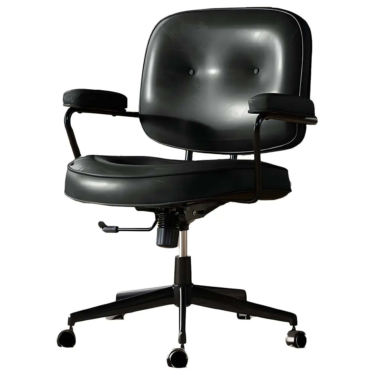 Brown Swivel Leather Office Chair with Casters