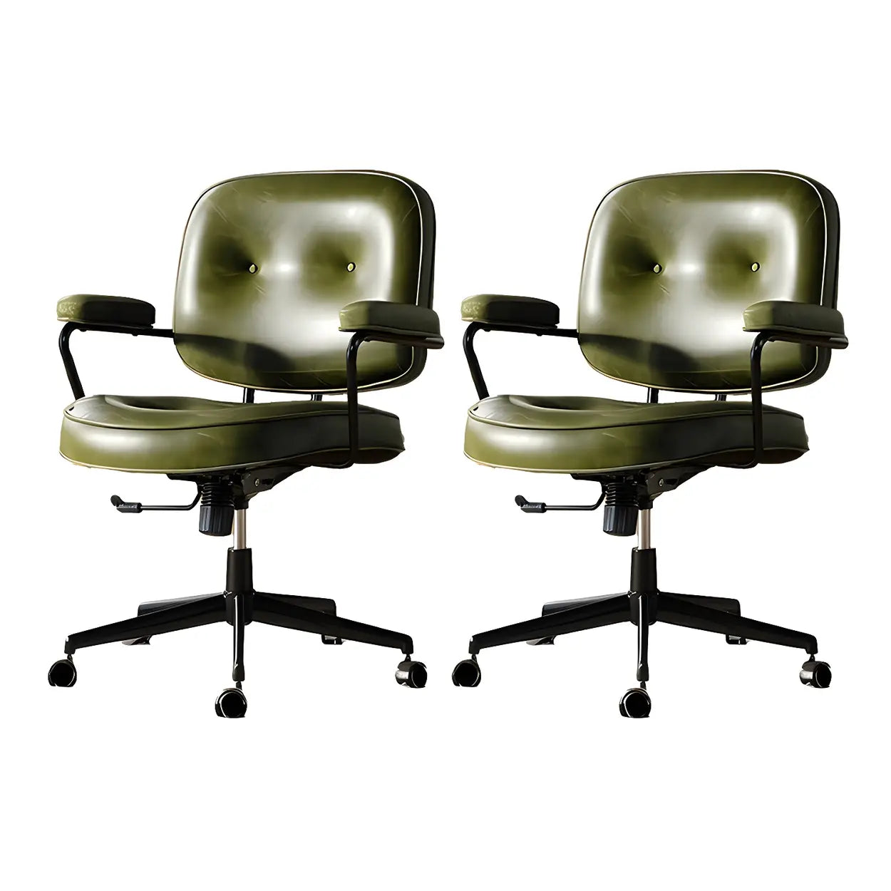 Brown Swivel Leather Office Chair with Casters