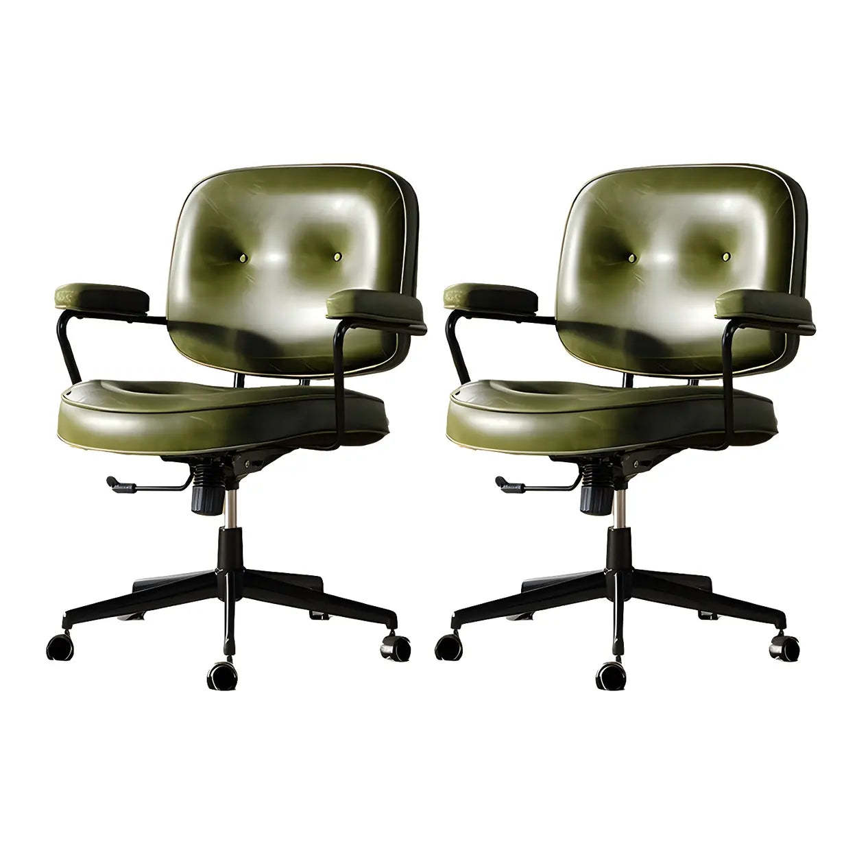Brown Swivel Leather Office Chair with Casters