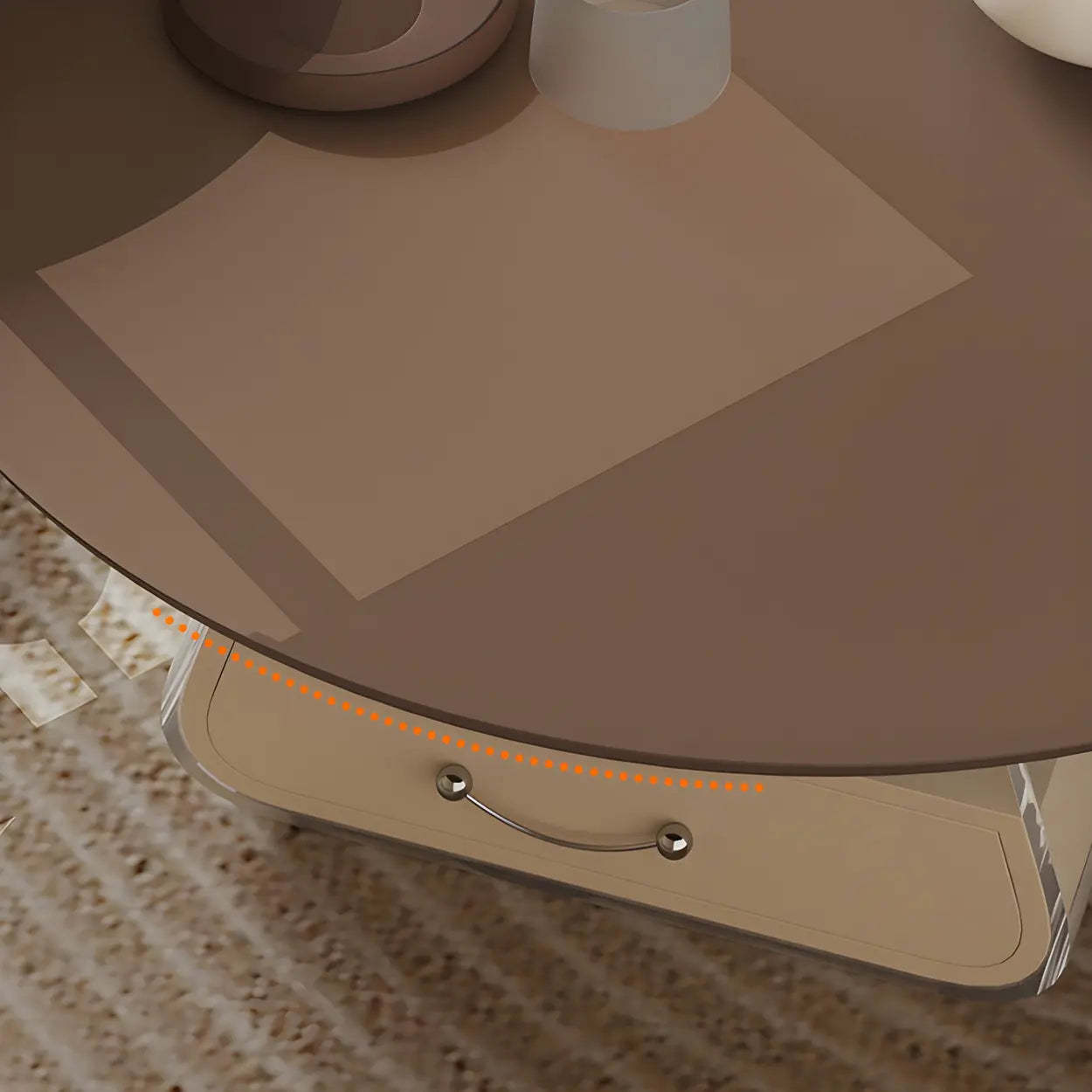 Brown Block Base Round Storage Coffee Table