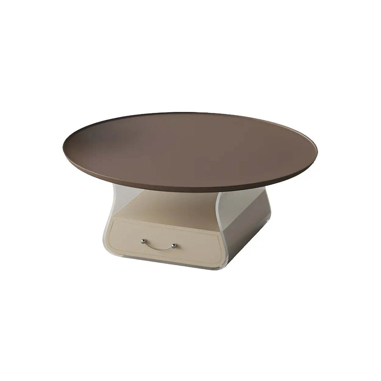 Brown Block Base Round Storage Coffee Table