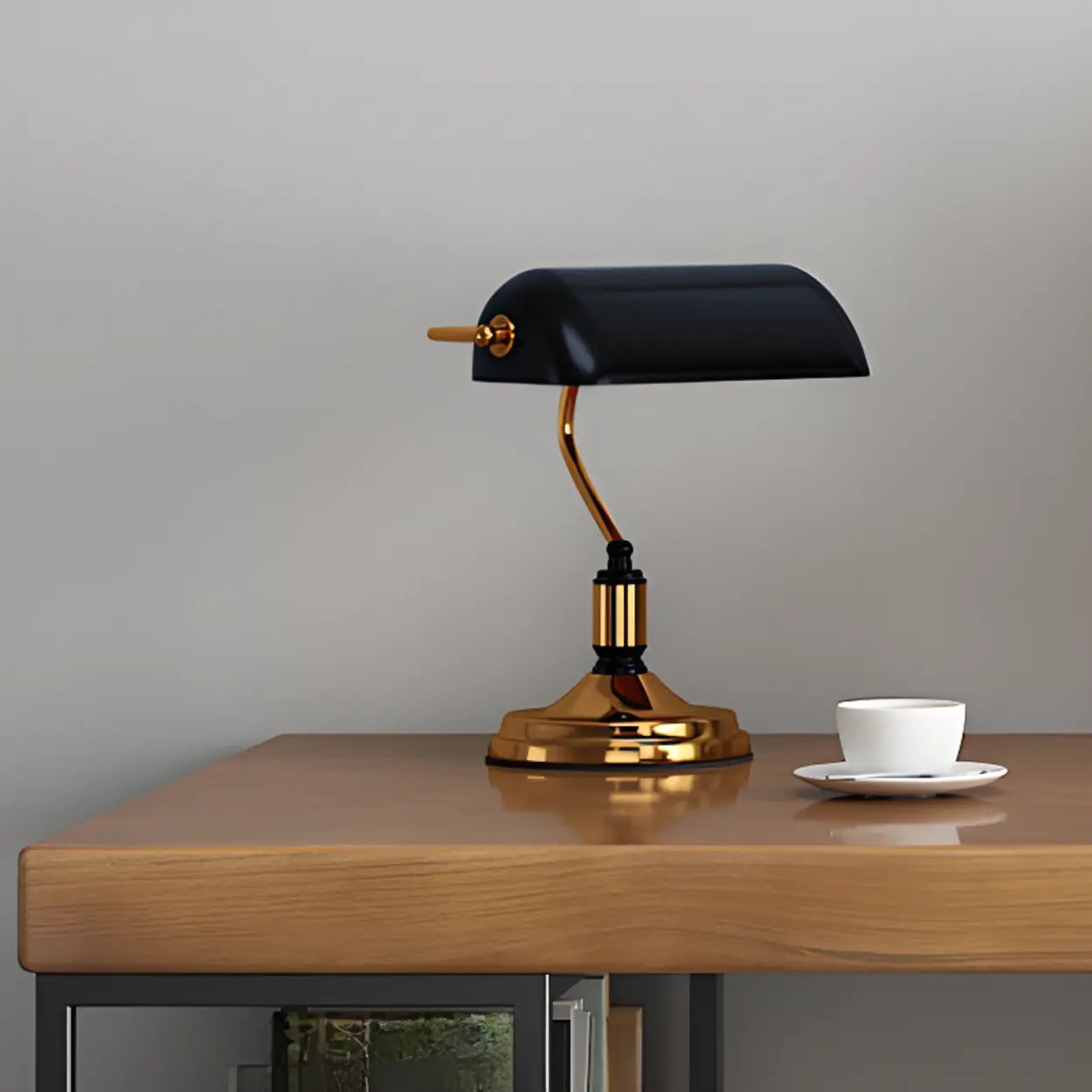 Brown Butcher Block Shelving Computer Desk — Without Chairs