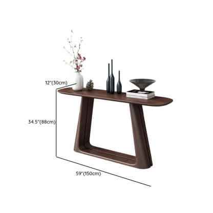 Brown Curved Pine Dark Wood Entryway Console Table