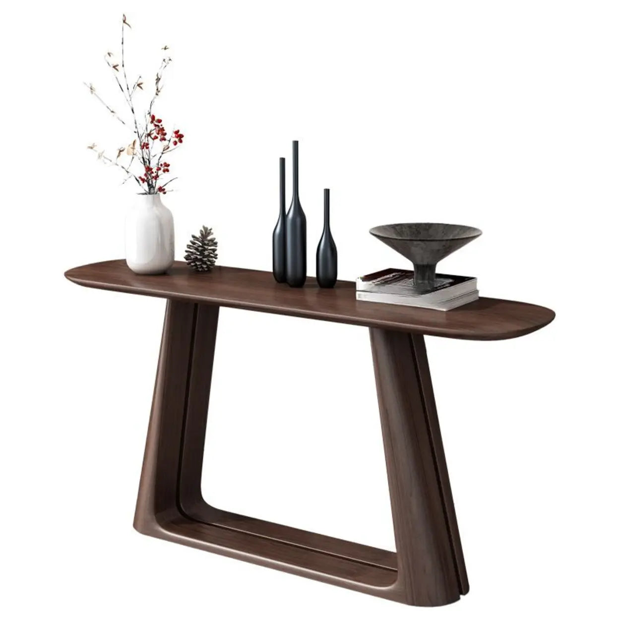 Lighom modern curved pine wood end & side tables — 39" L x 12" W x 35" H