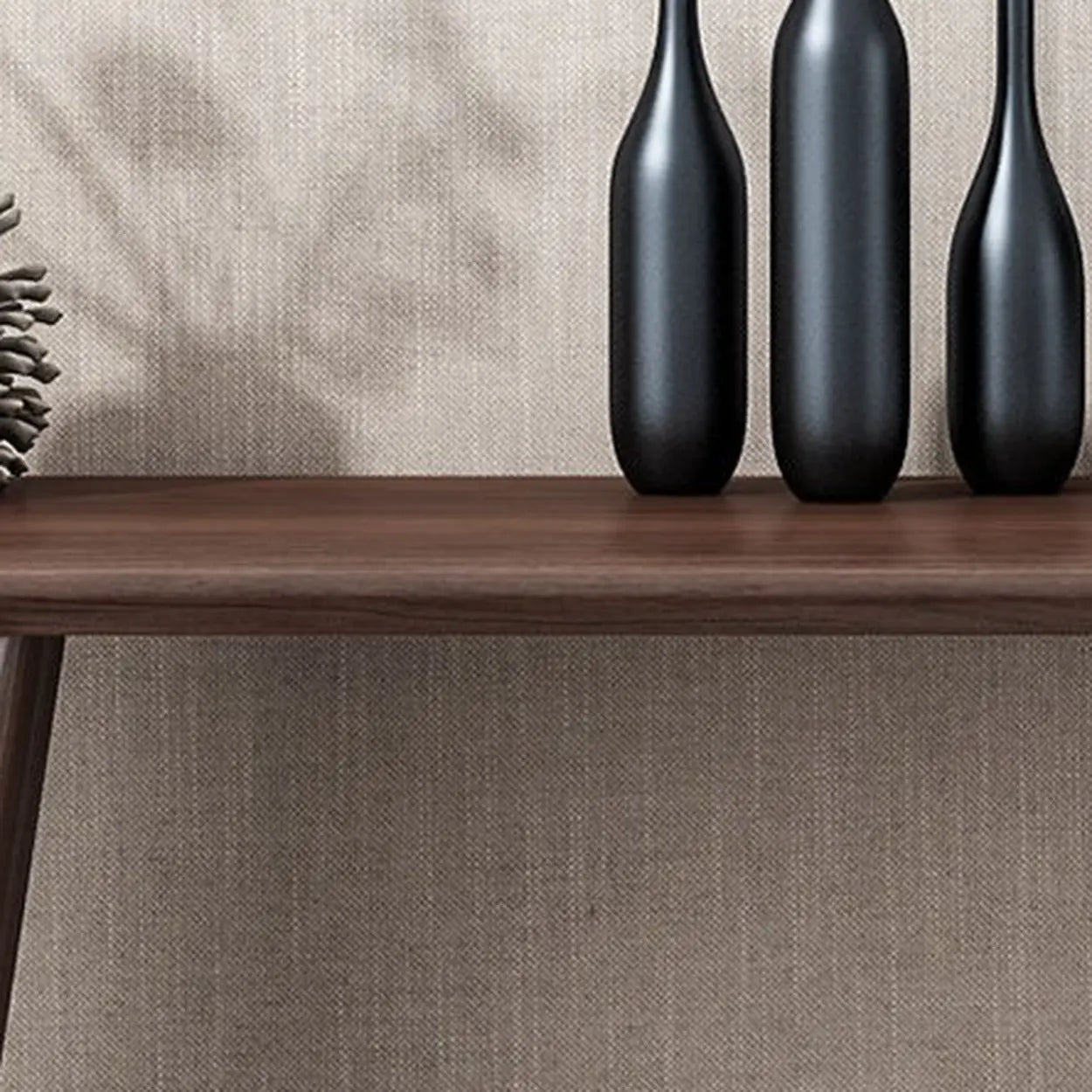 Brown Curved Pine Dark Wood Entryway Console Table