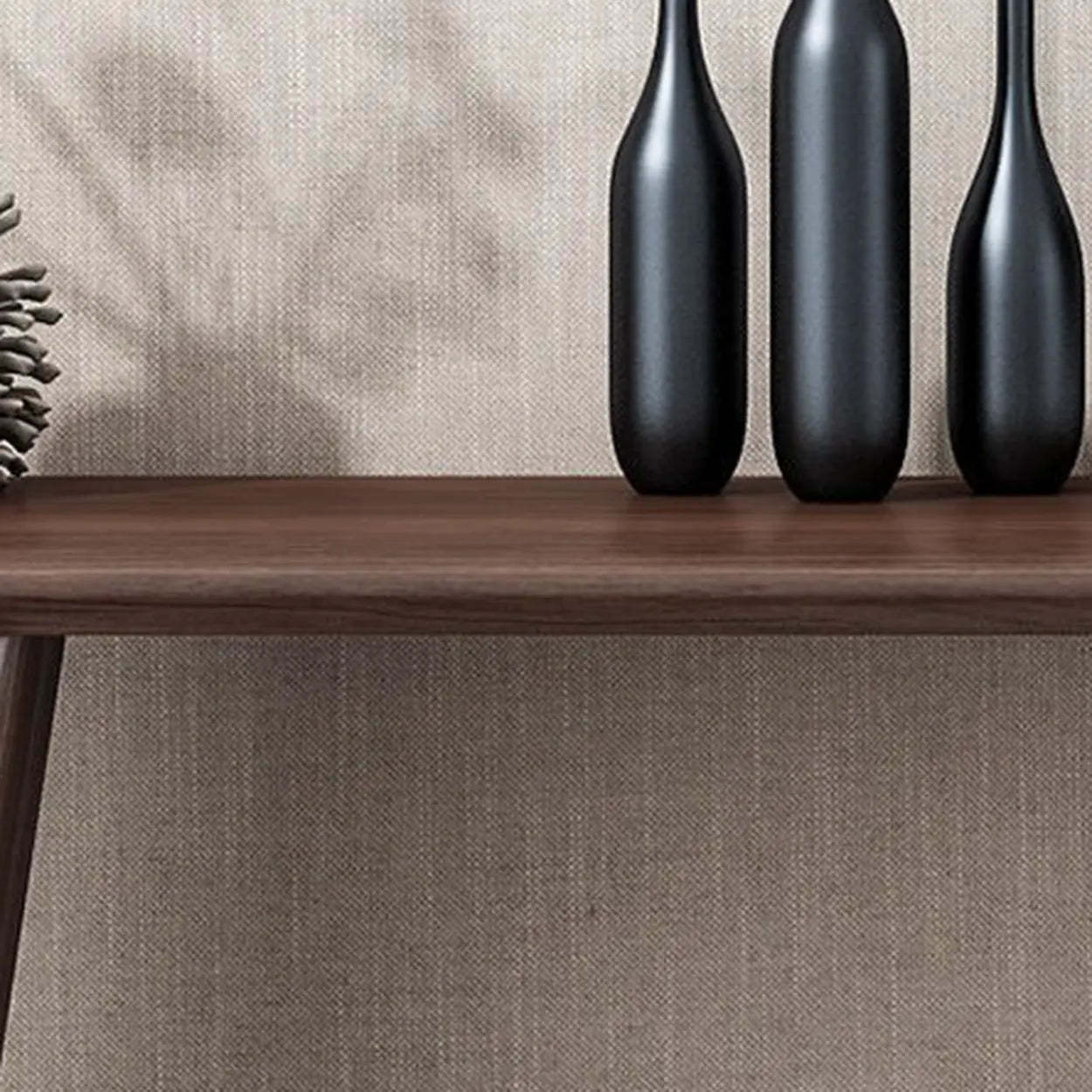 Brown Curved Pine Dark Wood Entryway Console Table